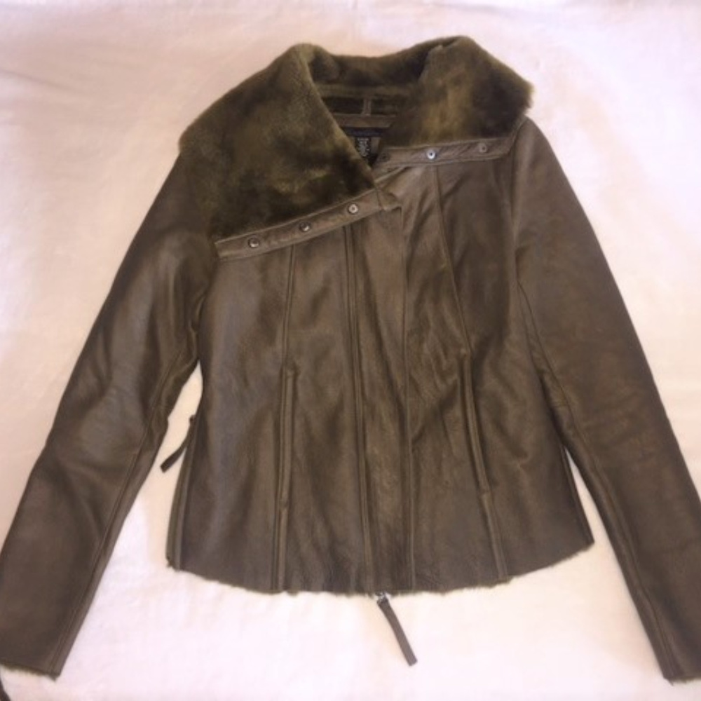 Kenneth Cole Asymmetrical Faux-fur Leather Jacket